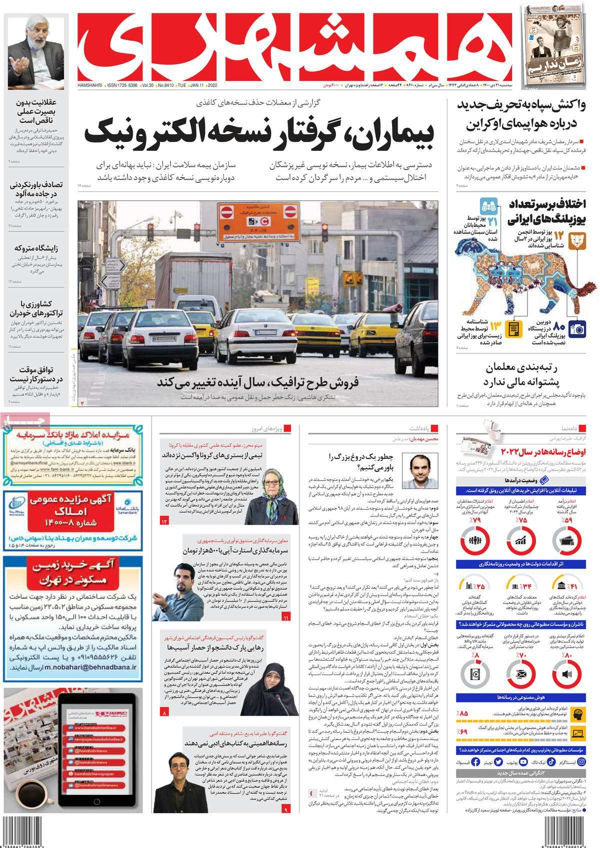 صفحه نخست روزنامههای کشور در روز سهشنبه