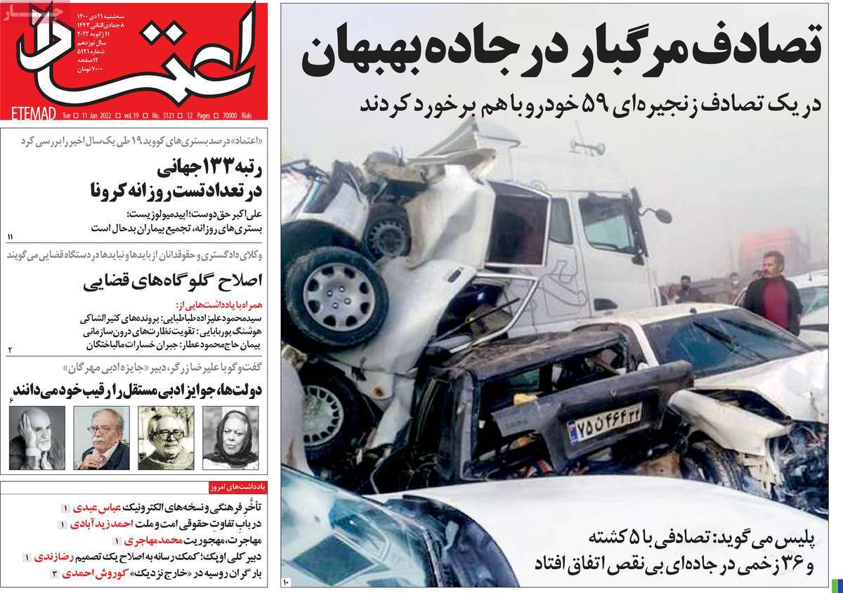 صفحه نخست روزنامههای کشور در روز سهشنبه