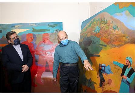 وزیر فرهنگ و ارشاد اسلامی از کارگاه نقاشی حبیب الله صادقی بازدید کرد